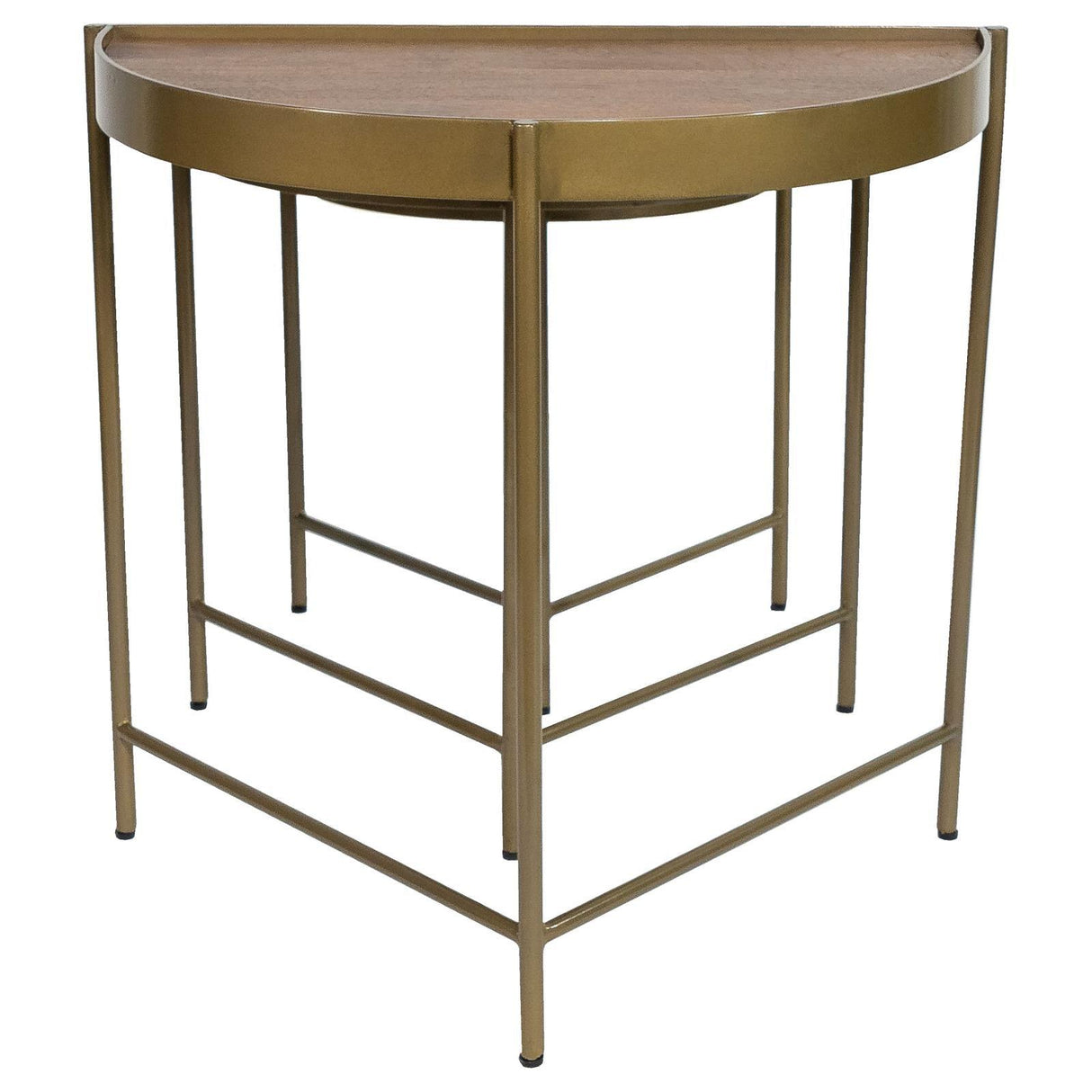 Tristen Brown and Gold 3-Piece Demilune Nesting Table With Recessed Top by Coaster at Eve Furniture