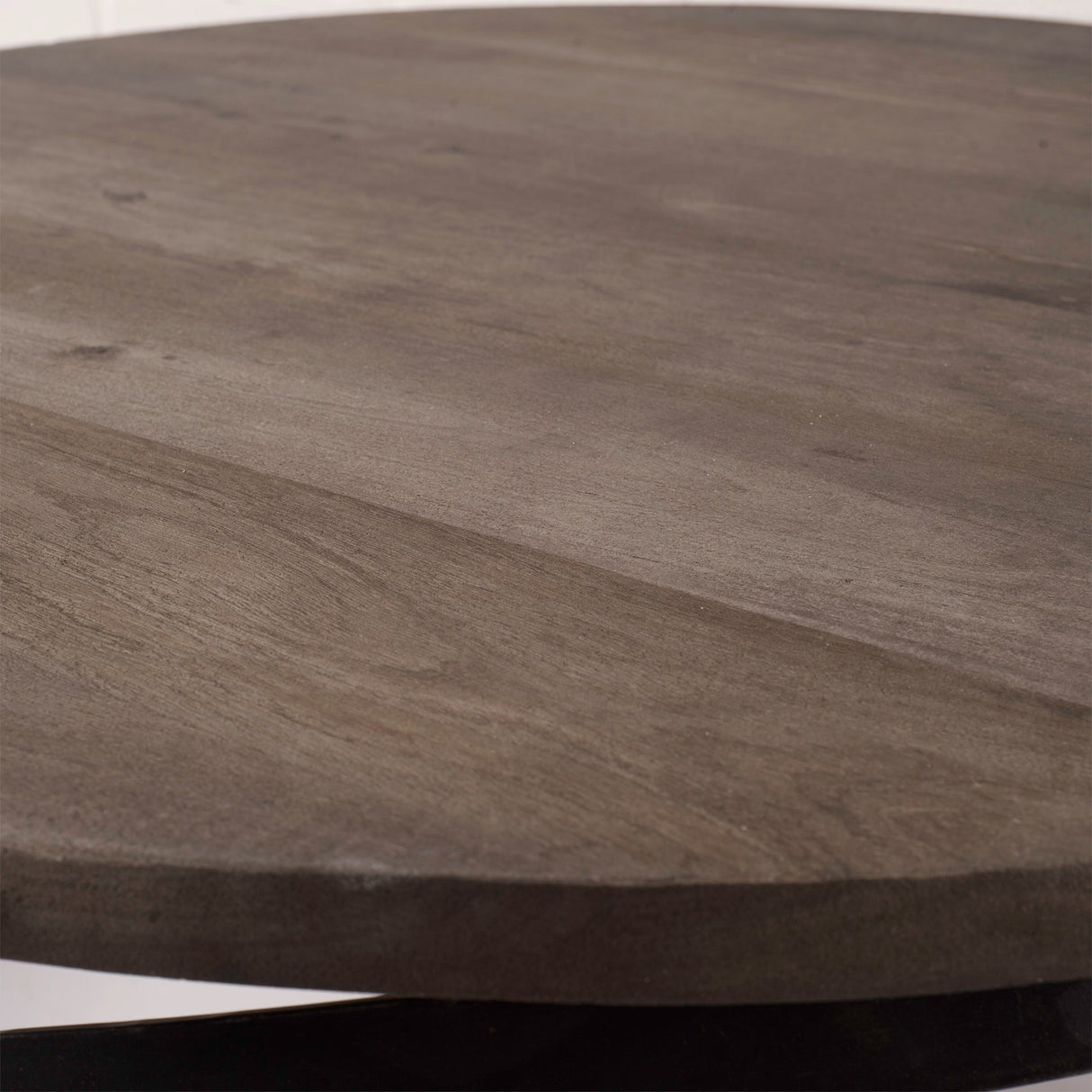 Triumph 40" Round Brown Solid Wood Top Black Metal Base Coffee Table by Mercana at Eve Furniture