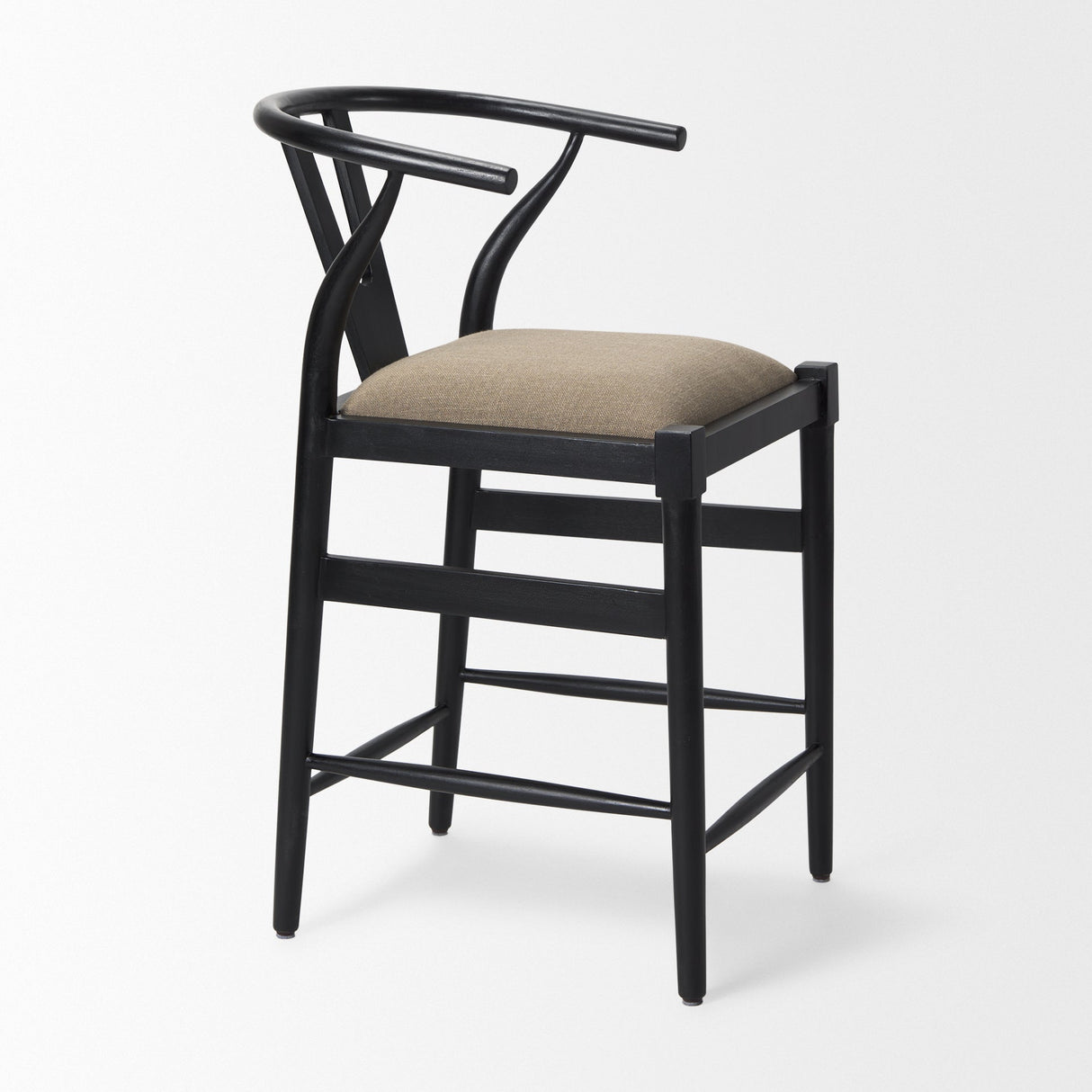 Trixie Black Wood Frame w/ Dark Taupe Fabric Seat Counter Stool by Mercana at Eve Furniture