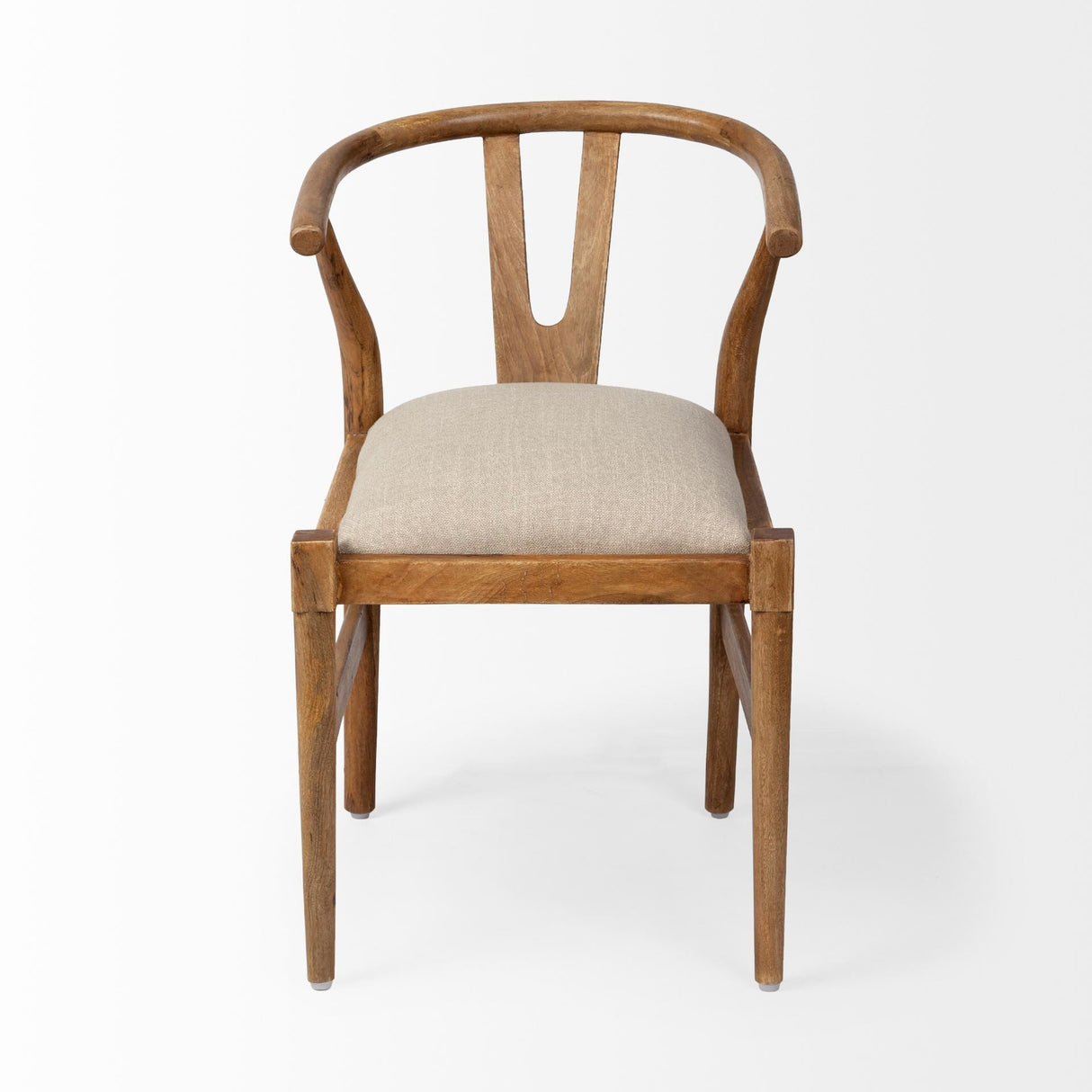 Trixie Cream Fabric Seat Brown Wood Frame Dining Chair by Mercana at Eve Furniture