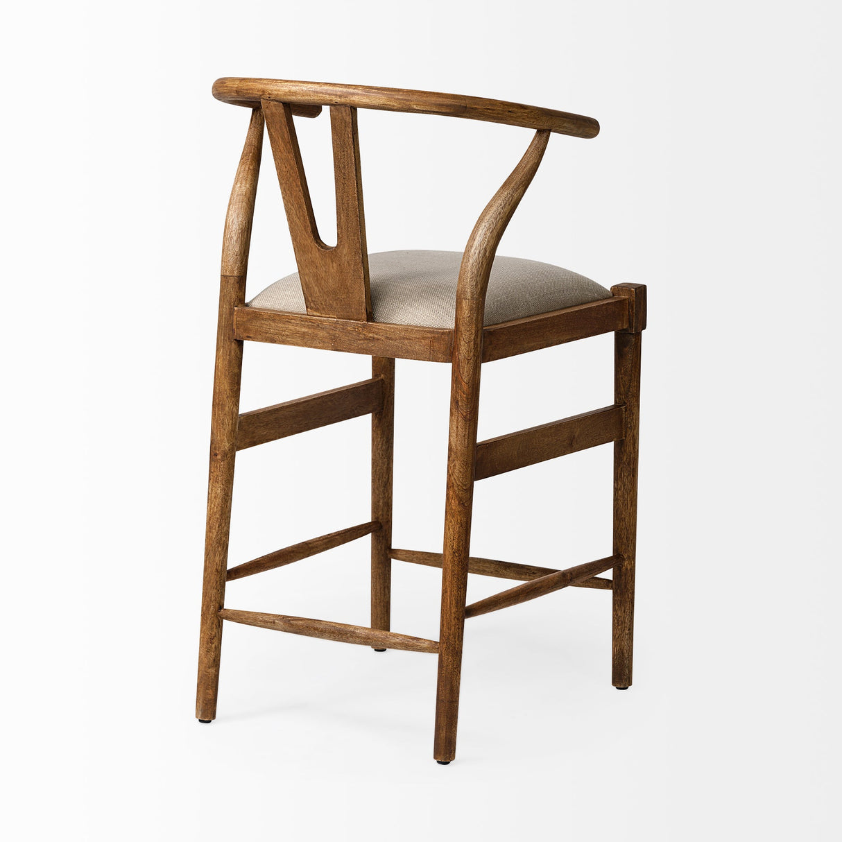 Trixie Cream Upholstered Seat Brown Wood Frame Counter Stool by Mercana at Eve Furniture
