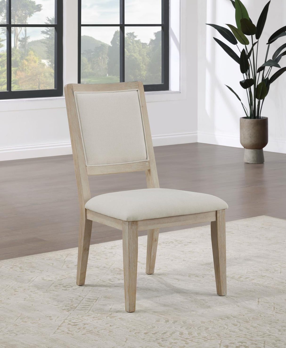 Trofello Upholstered Dining Side Chair White Washed and Beige (Set of 2) by Coaster at Eve Furniture