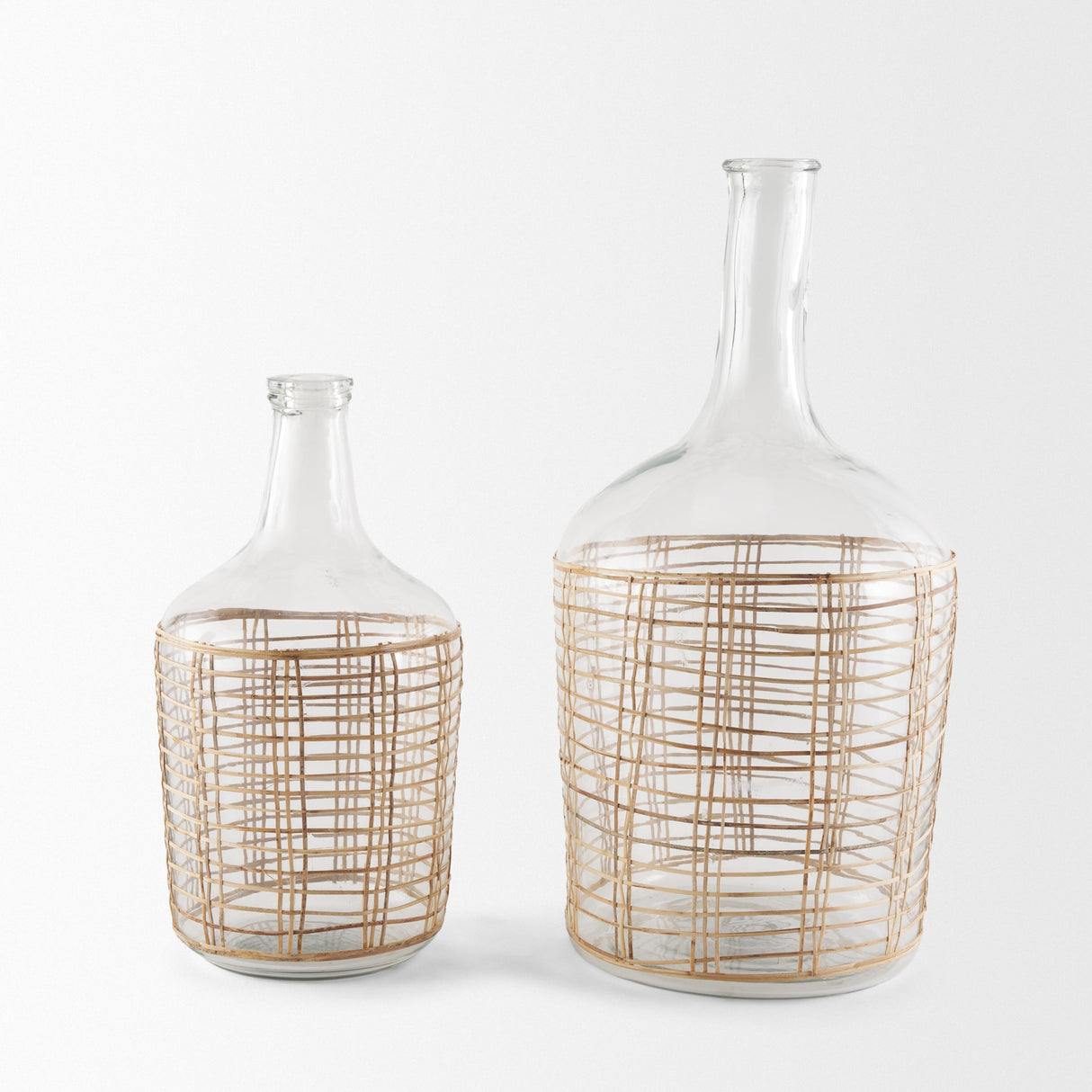 Troian Medium Rattan Wrapped Glass Bottle by Mercana at Eve Furniture