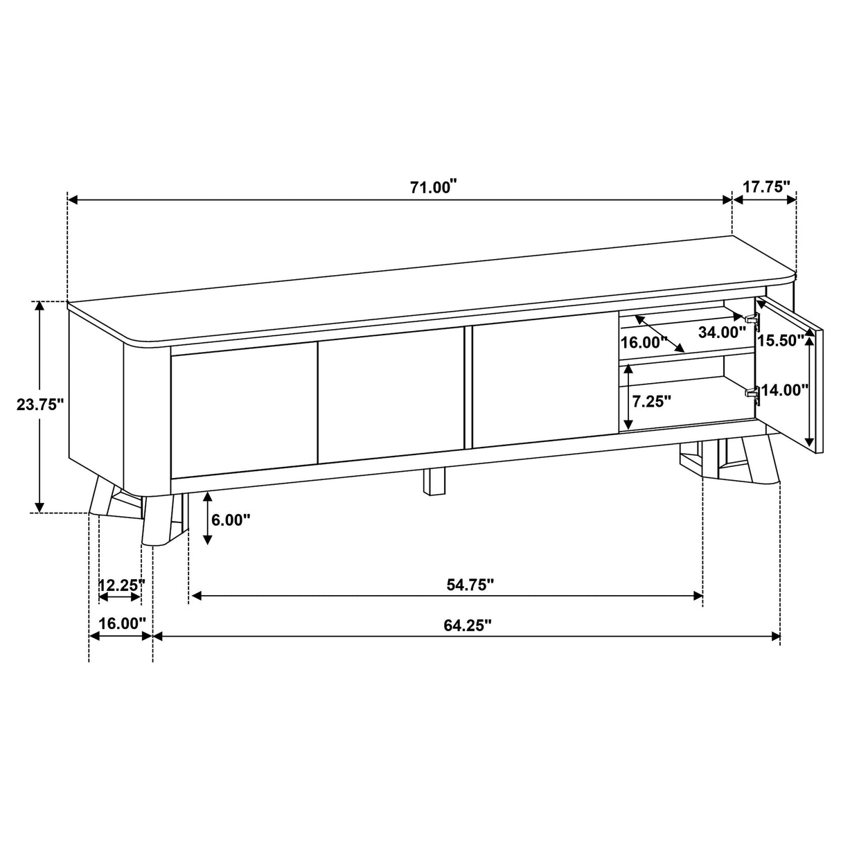 Trotter Brown 71-inch 4-Door Wood TV Stand Media Console by Coaster at Eve Furniture