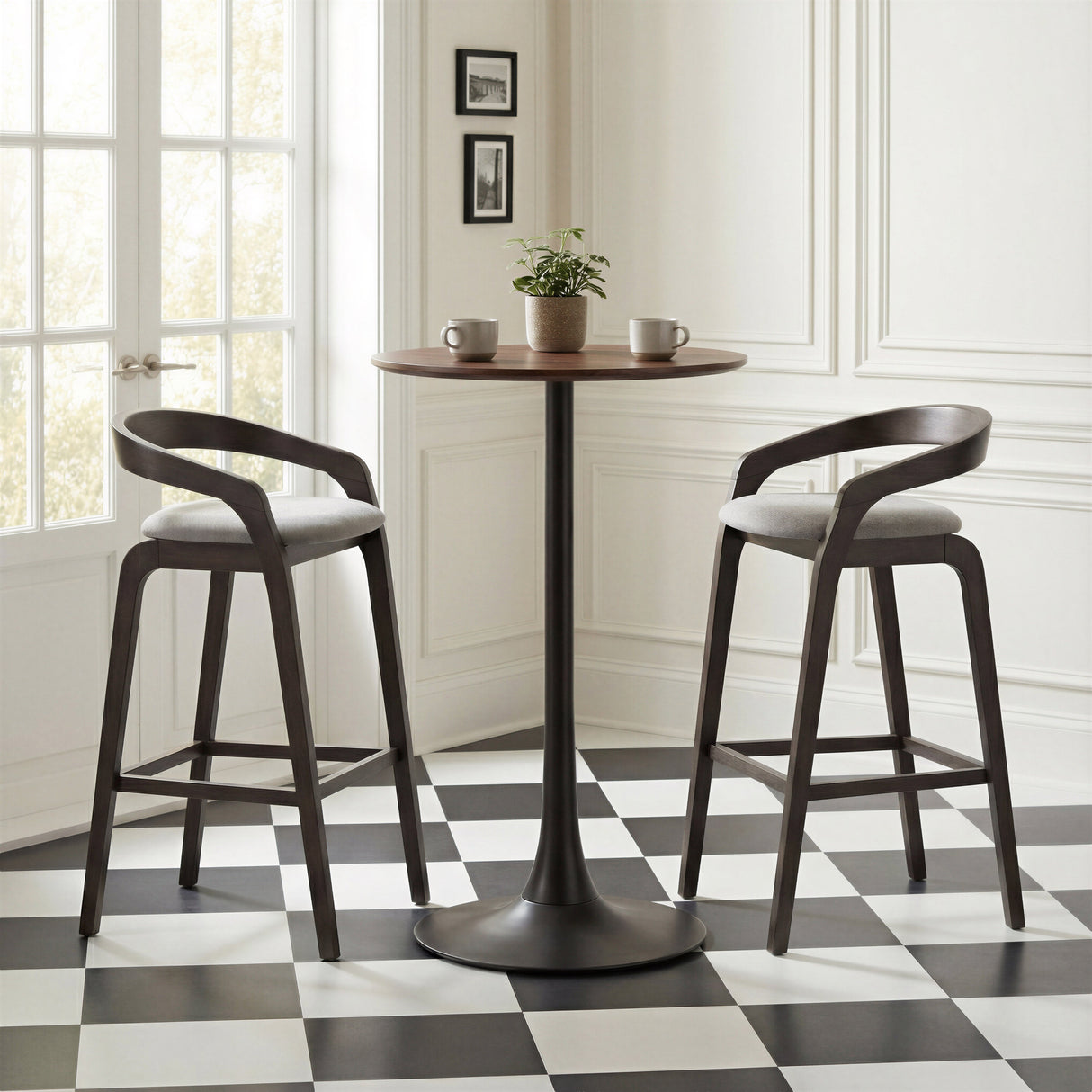Troy Dove Gray & Espresso Barstool (Set of 2) by Zuomod at Eve Furniture