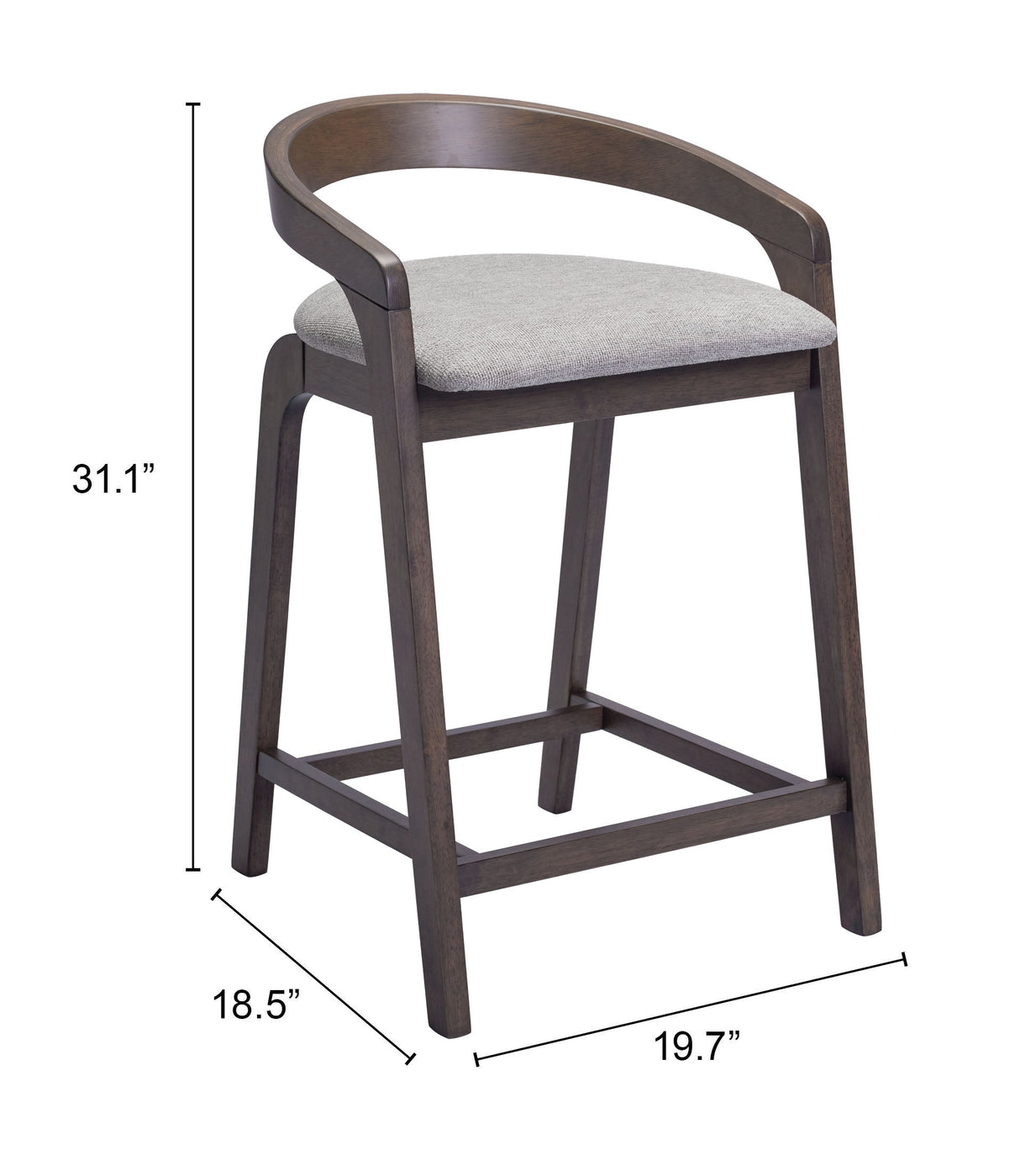 Troy Dove Gray & Espresso Counter Stool (Set of 2) by Zuomod at Eve Furniture
