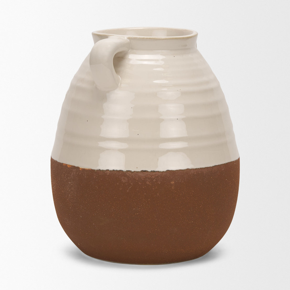 Tryna Large Beige w/ Matte Brown Ceramic Vase by Mercana at Eve Furniture