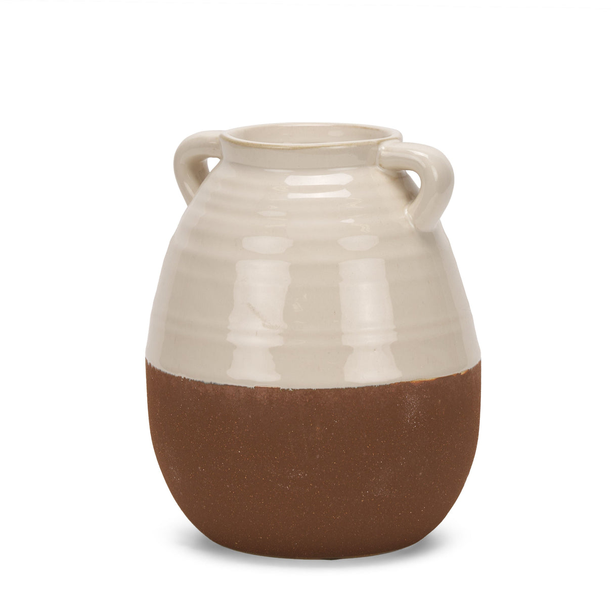 Tryna Small Beige w/ Matte Brown Ceramic Vase by Mercana at Eve Furniture