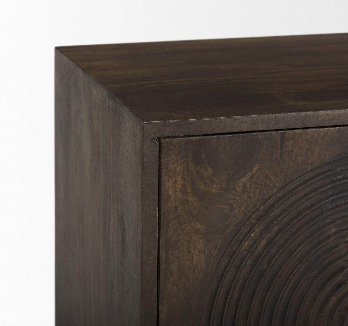 Tucker Dark Brown Wood w/ Carved Arch Pattern 2 Door Cabinet by Mercana at Eve Furniture