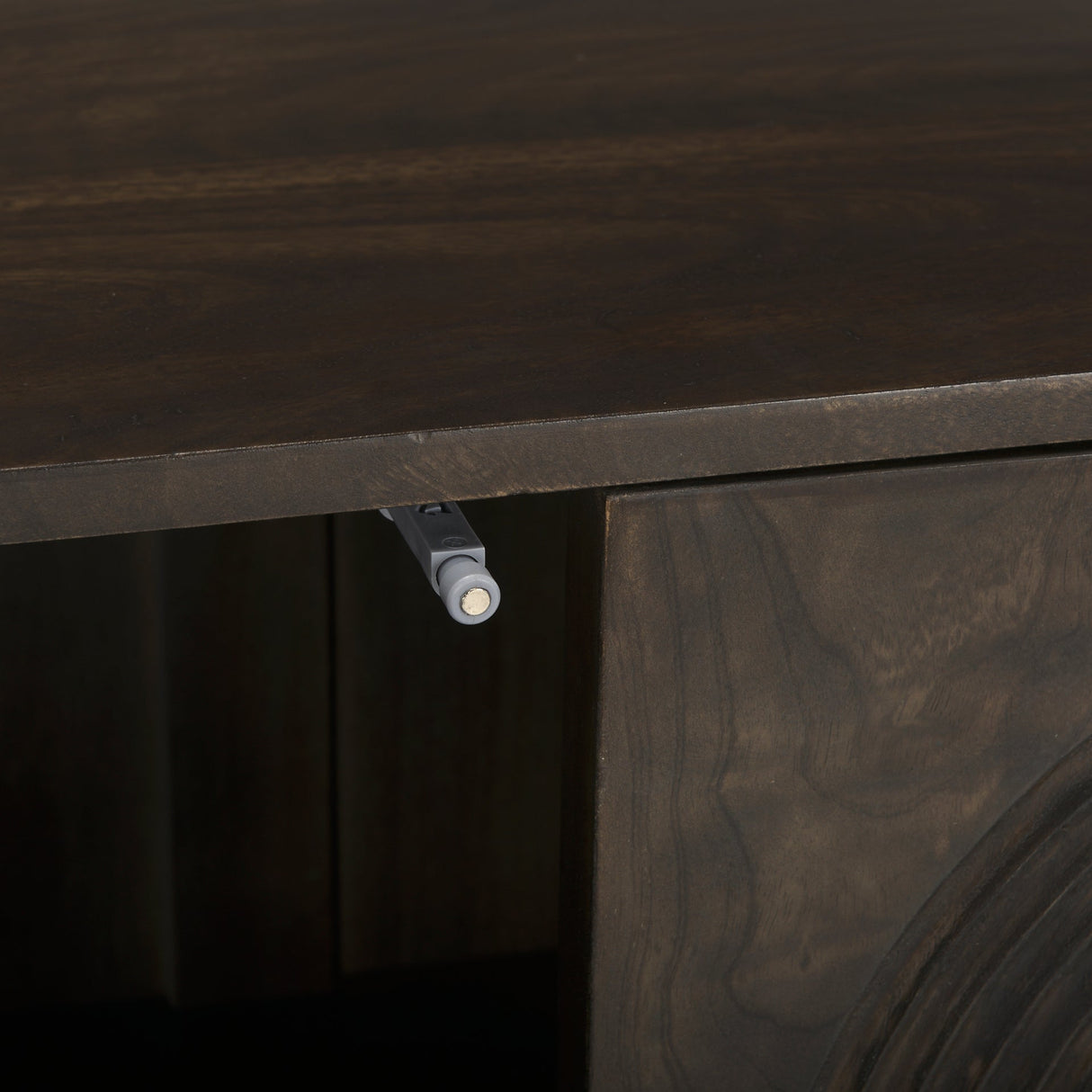 Tucker Dark Brown Wood w/ Carved Arch Pattern 2 Door Cabinet by Mercana at Eve Furniture