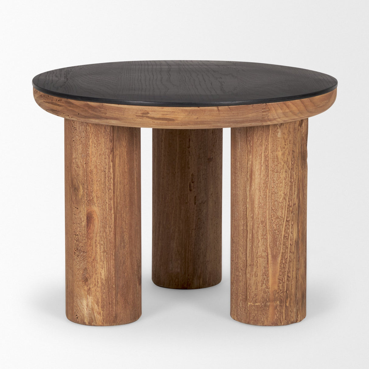 Tucson Natural Wood w/ Round Black Oak Top Side Table by Mercana at Eve Furniture