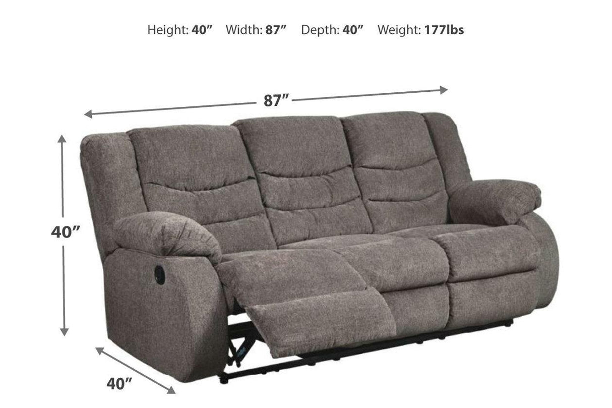 Tulen Gray Manual Reclining Sofa by Ashley at Eve Furniture