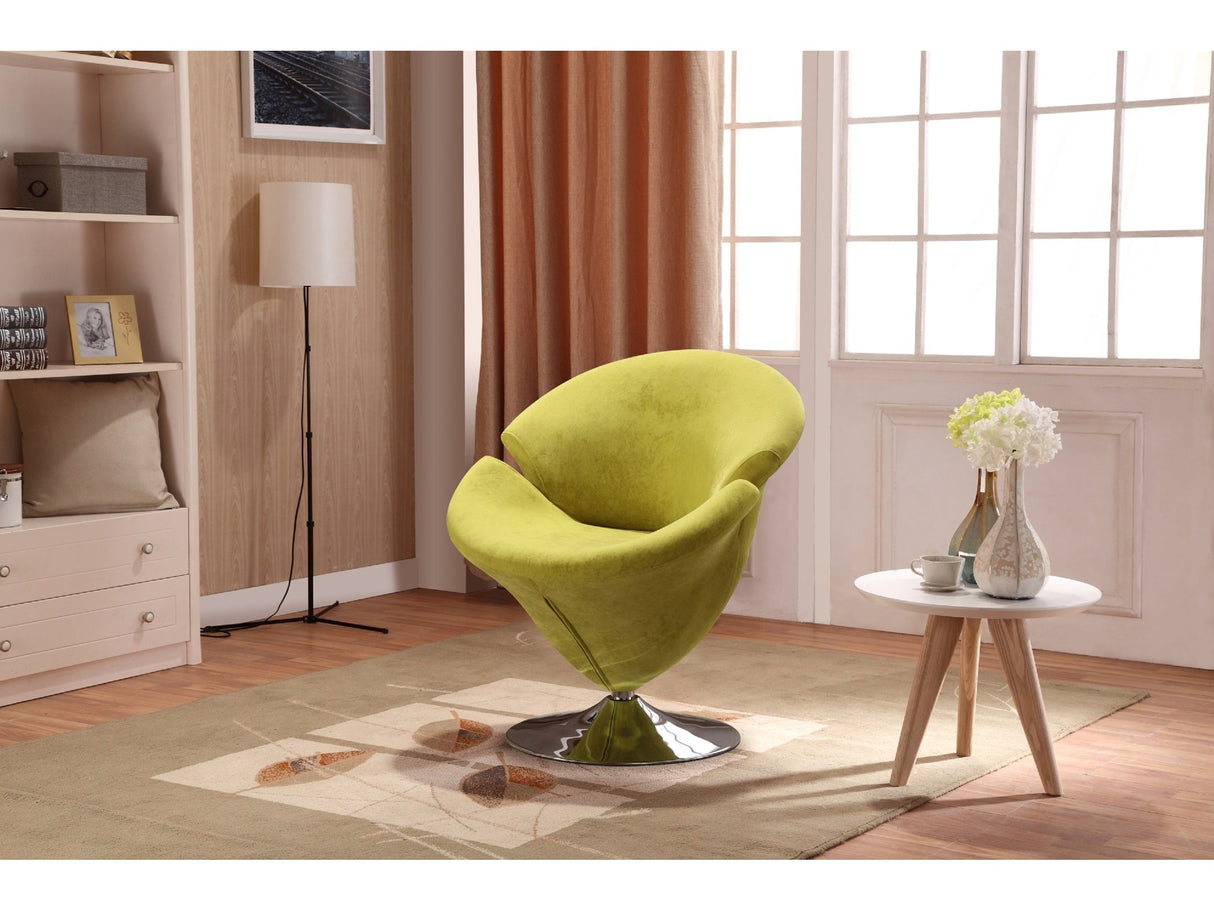Tulip Swivel Accent Chair in Green and Polished Chrome (set of 2) by Manhattan Comfort at Eve Furniture