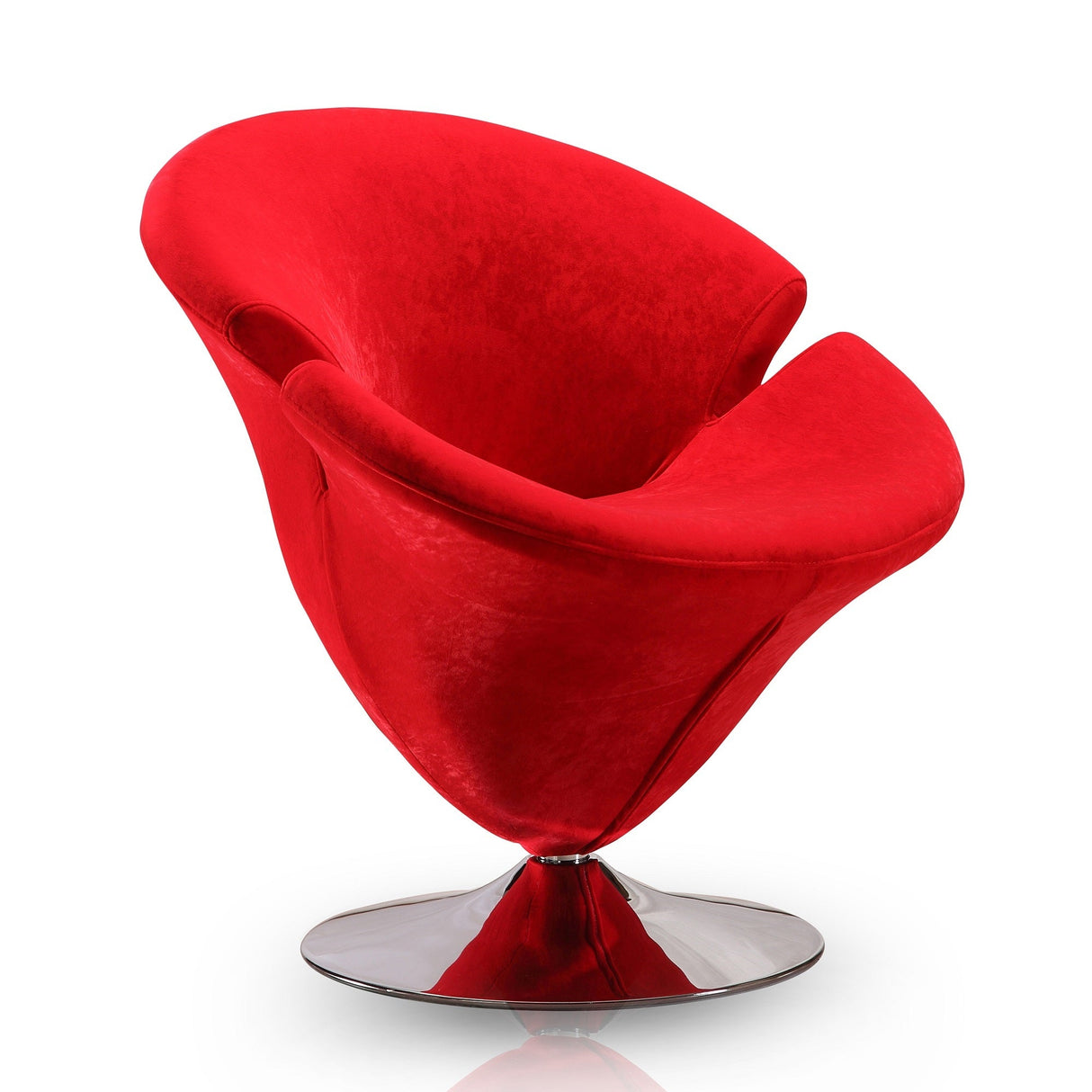 Tulip Swivel Accent Chair in Red and Polished Chrome (set of 2) by Manhattan Comfort at Eve Furniture