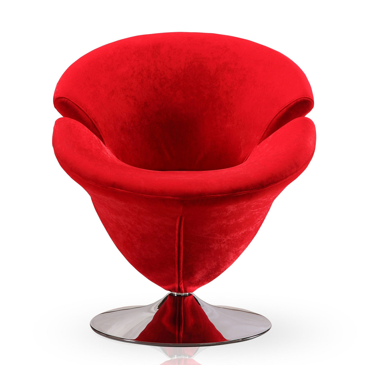 Tulip Swivel Accent Chair in Red and Polished Chrome (set of 2) by Manhattan Comfort at Eve Furniture