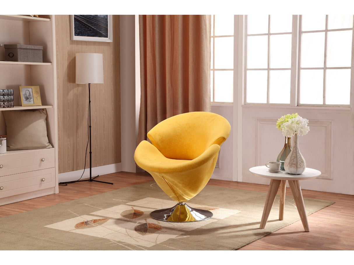 Tulip Swivel Accent Chair in Yellow and Polished Chrome (set of 2) by Manhattan Comfort at Eve Furniture