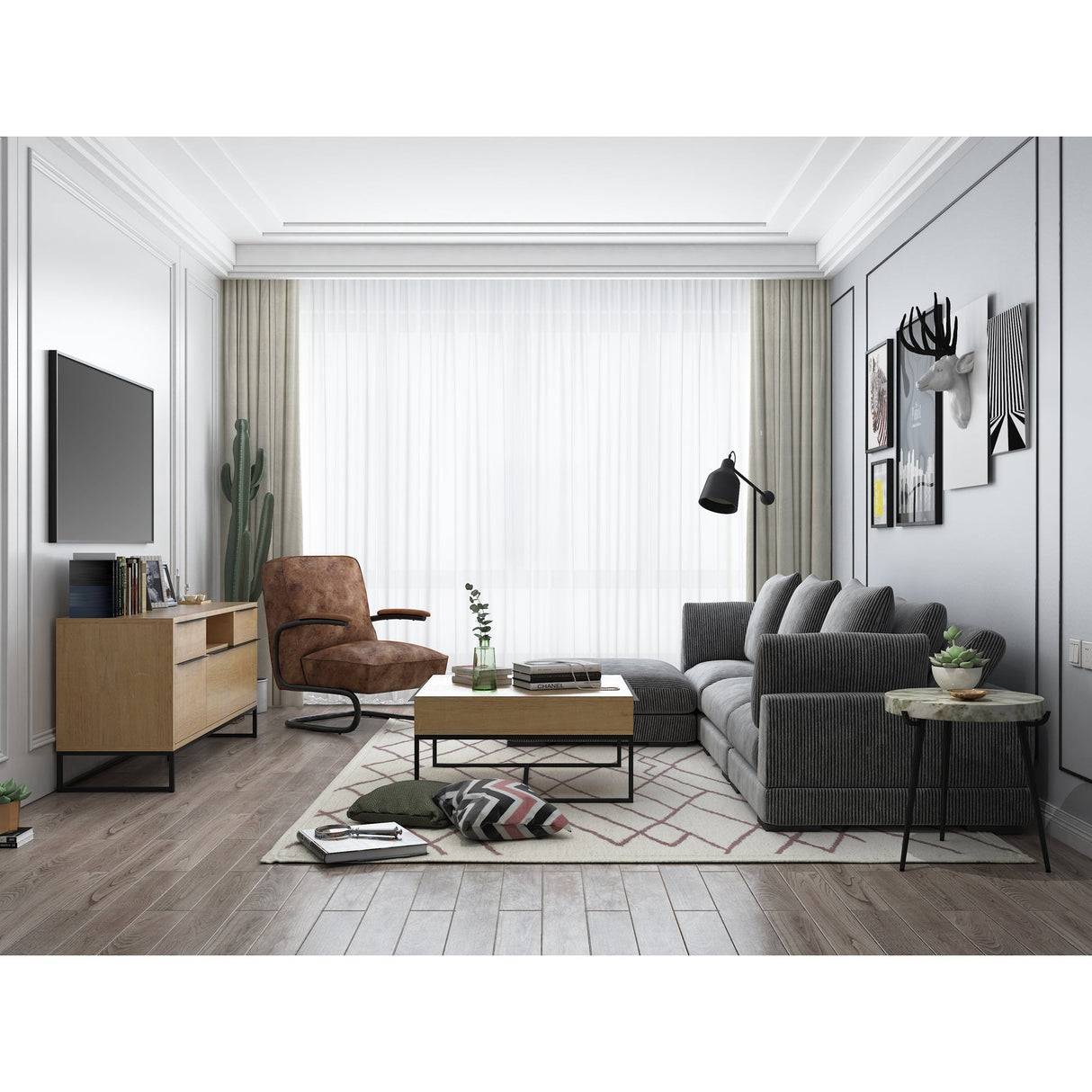 Tumble Grey Ottoman by Moe's Home at Eve Furniture
