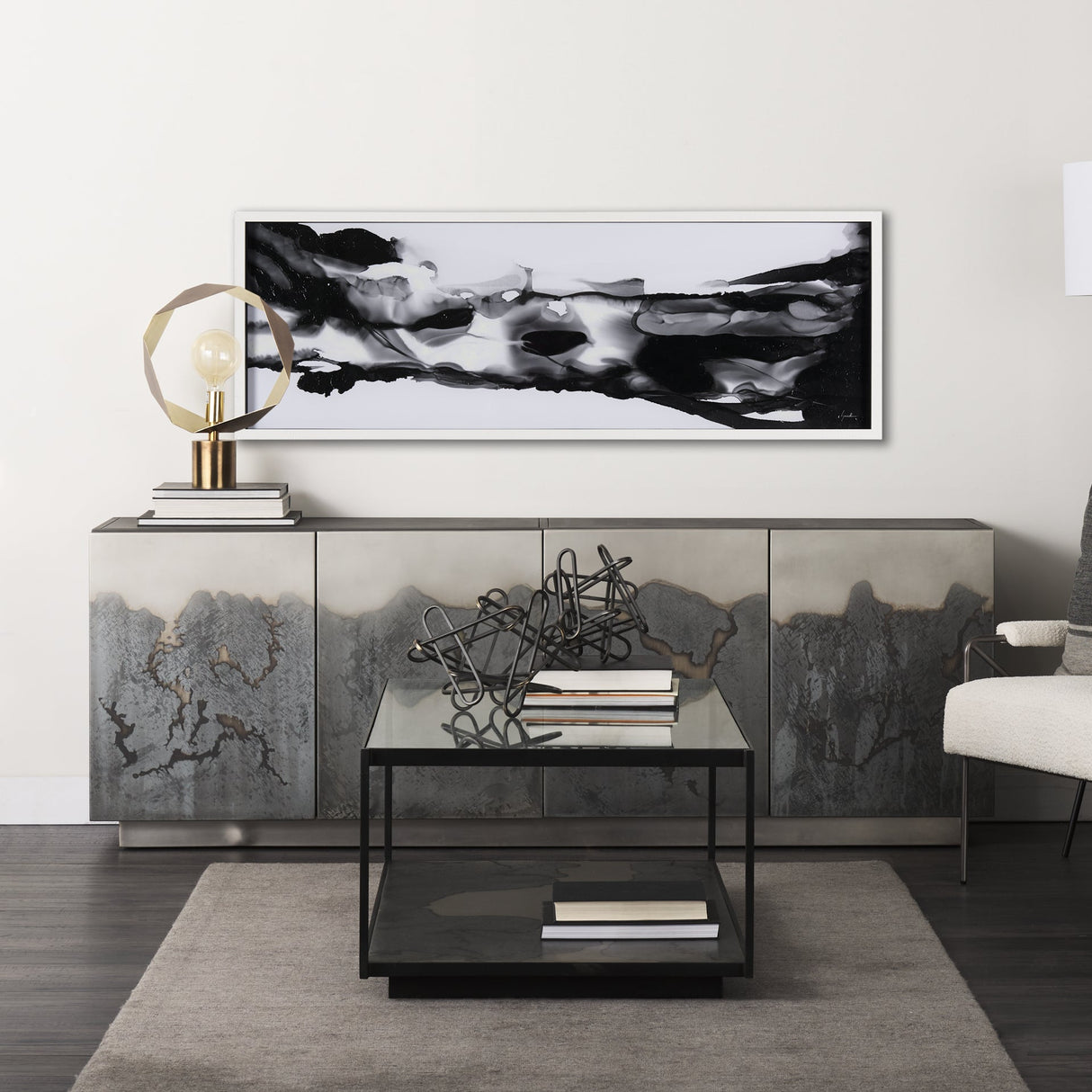 Turbulent River by Mercana Studio a Hand Embellished Textured Framed Art Print Matted under Glass by Mercana at Eve Furniture