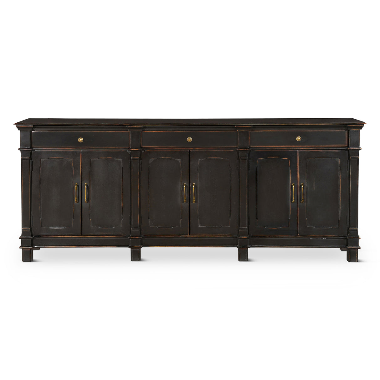 Turin 100" Sideboard in Distressed Black with Walnut Interior by Home Trends & Design at Eve Furniture