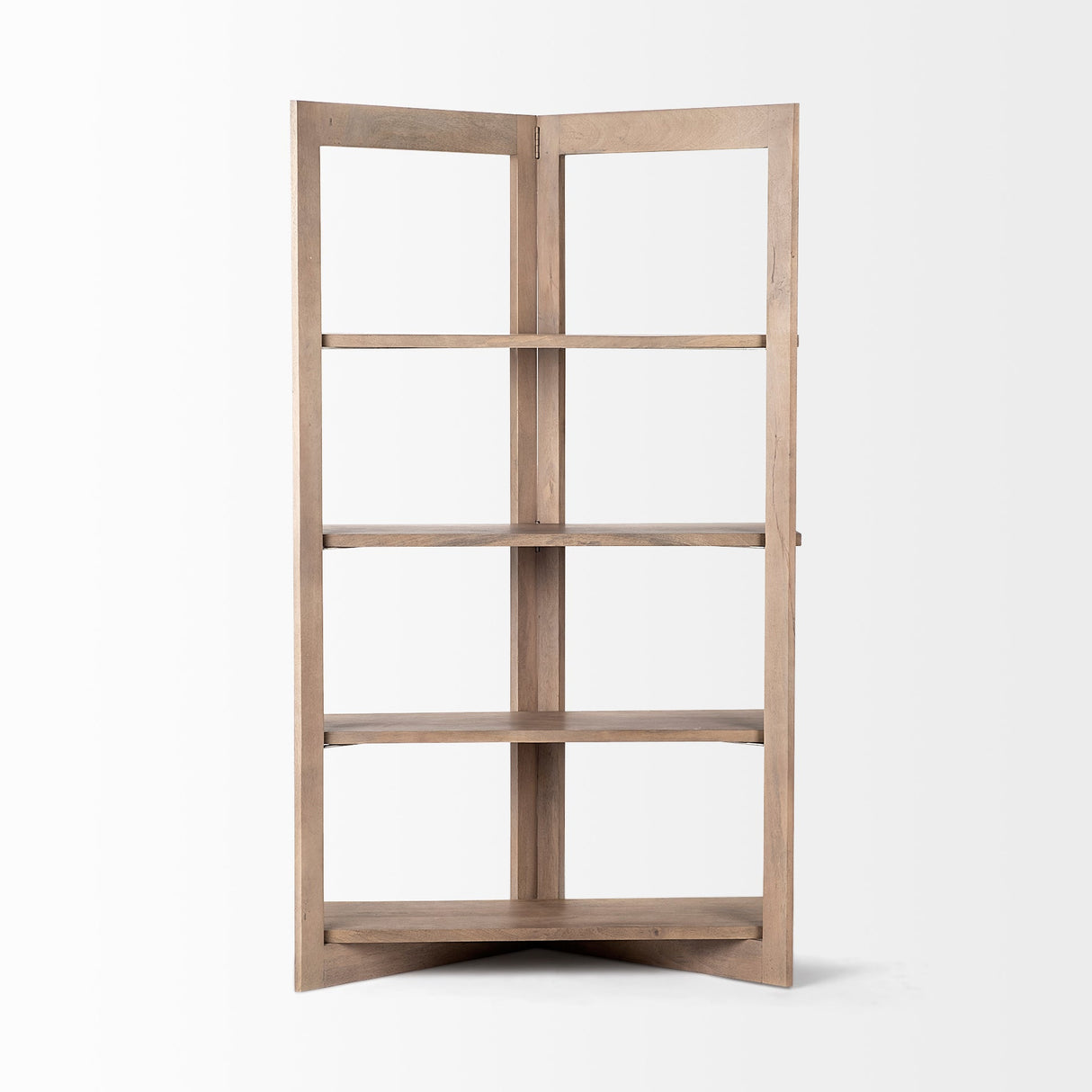Turnbull I Light Brown Wood Four Shelf Shelving Unit by Mercana at Eve Furniture