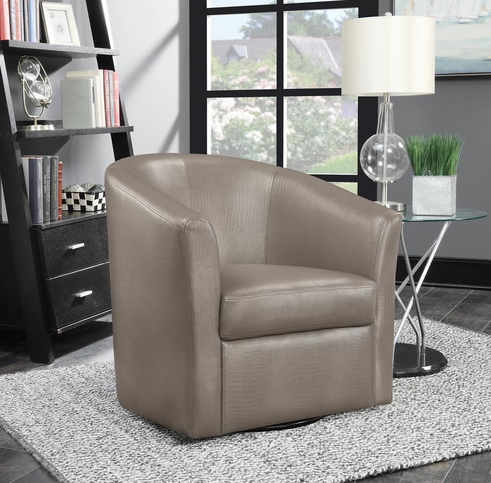 Turner Champagne Upholstery Sloped Arm Accent Swivel Chair by Coaster at Eve Furniture