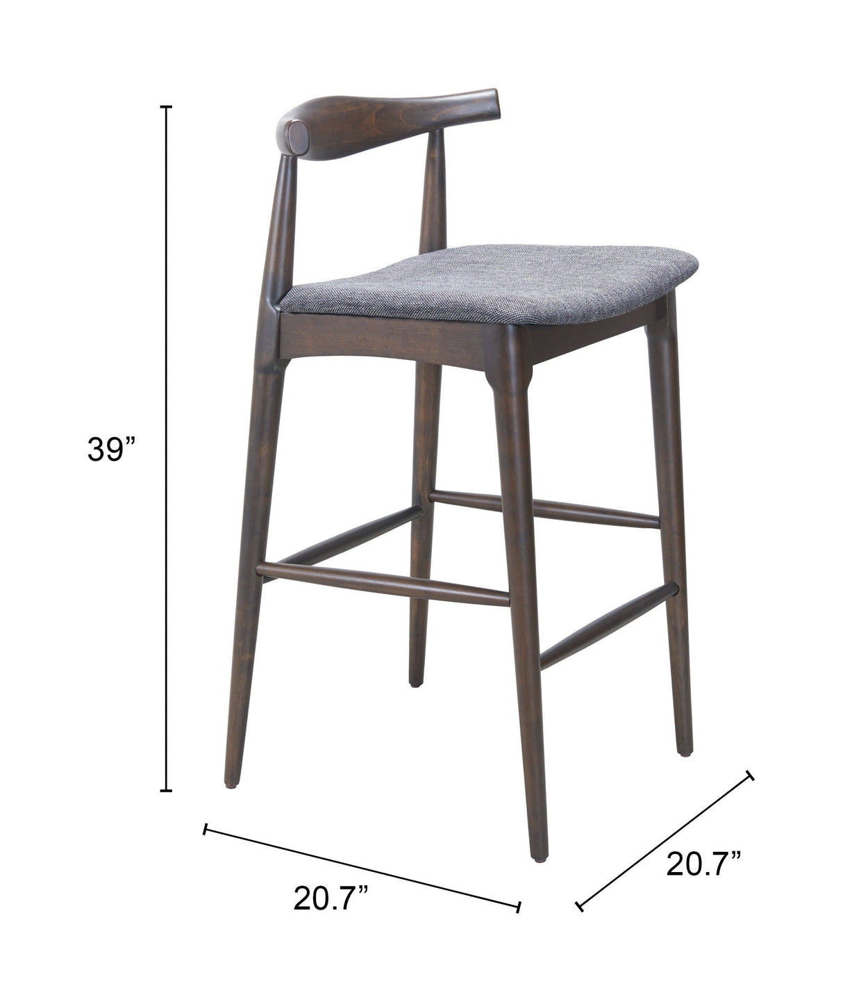 Tuzka Gray & Espresso Barstool (Set of 2) by Zuomod at Eve Furniture