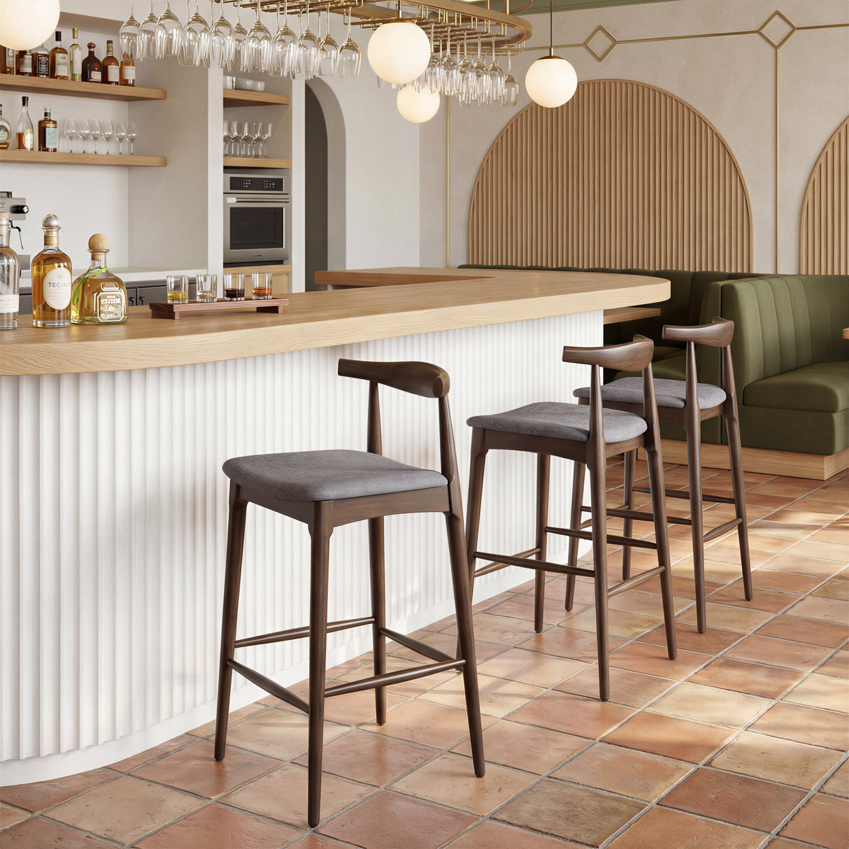 Tuzka Gray & Espresso Barstool (Set of 2) by Zuomod at Eve Furniture