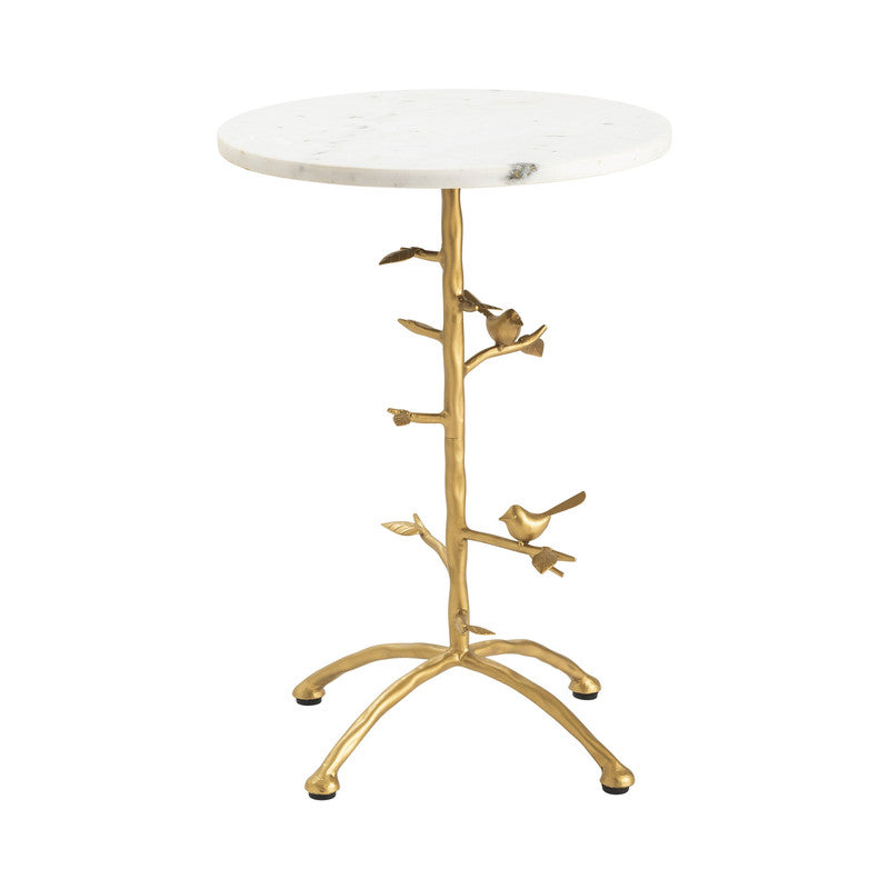 Tweety Bird White/Gold Accent Table by Crestview at Eve Furniture