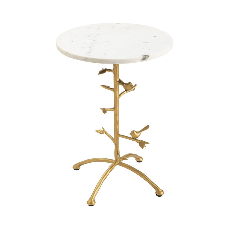Tweety Bird White/Gold Accent Table by Crestview at Eve Furniture