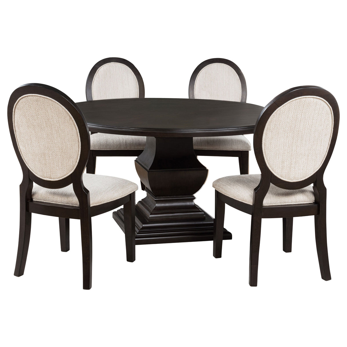 Twyla Dark Cocoa 5-piece Round Wood Dining Room Table Set by Coaster at Eve Furniture