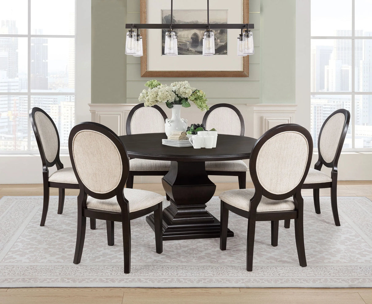 Twyla Dark Cocoa 60-inch Round Wood Dining Room Table by Coaster at Eve Furniture