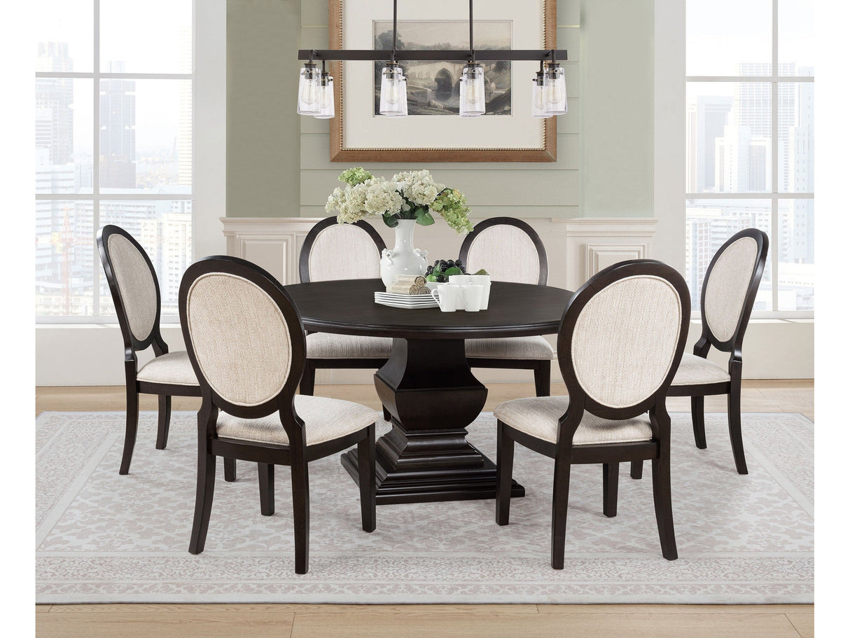 Twyla Dark Cocoa 7-piece Round Wood Dining Room Table Set by Coaster at Eve Furniture