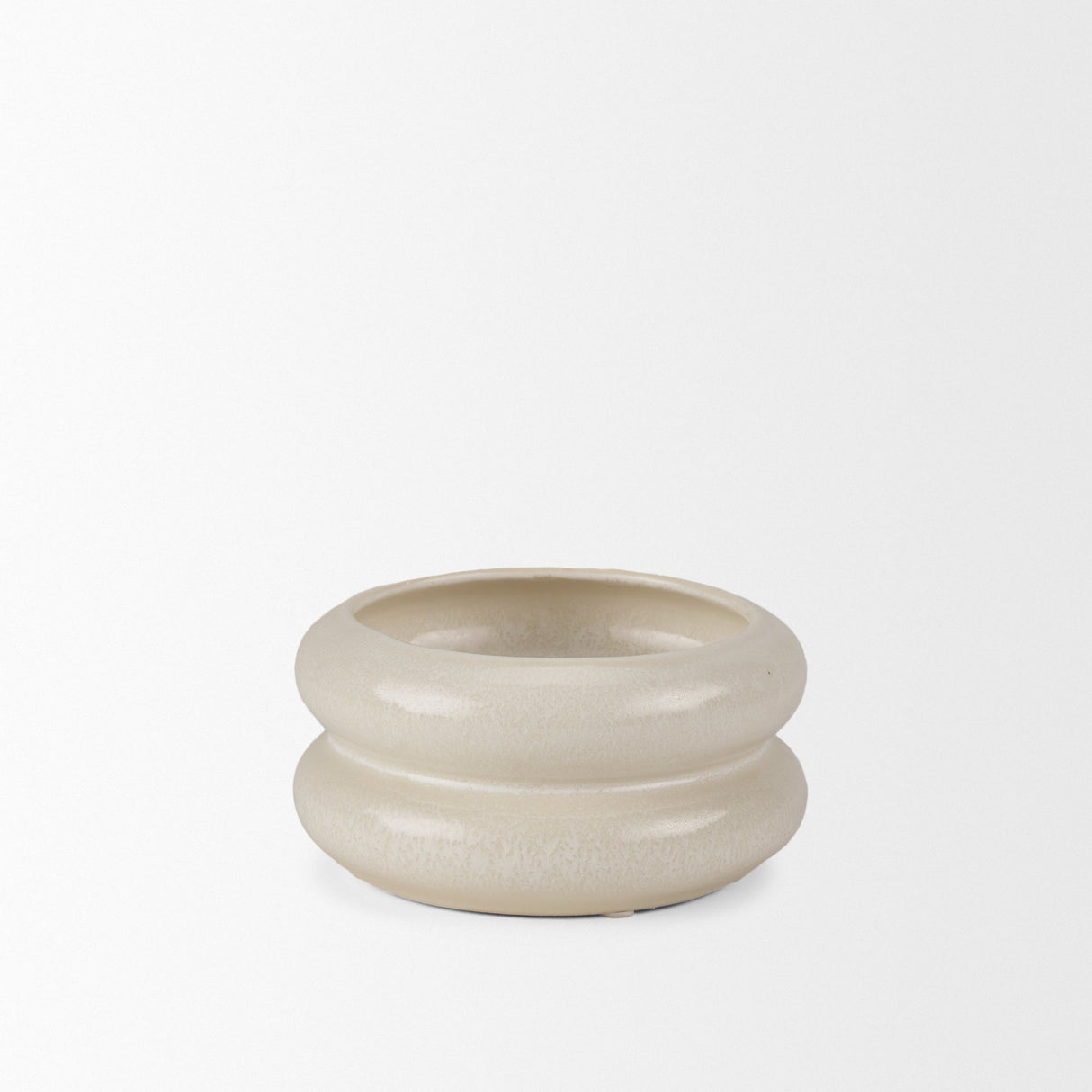 Twyla Short Cream Glazed Ring Pot by Mercana at Eve Furniture