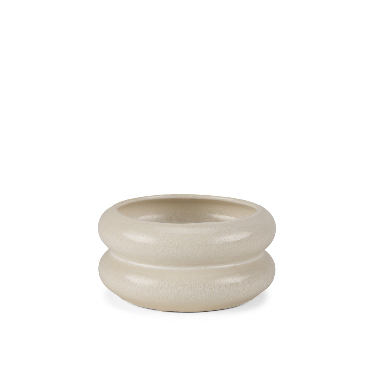 Twyla Short Cream Glazed Ring Pot by Mercana at Eve Furniture