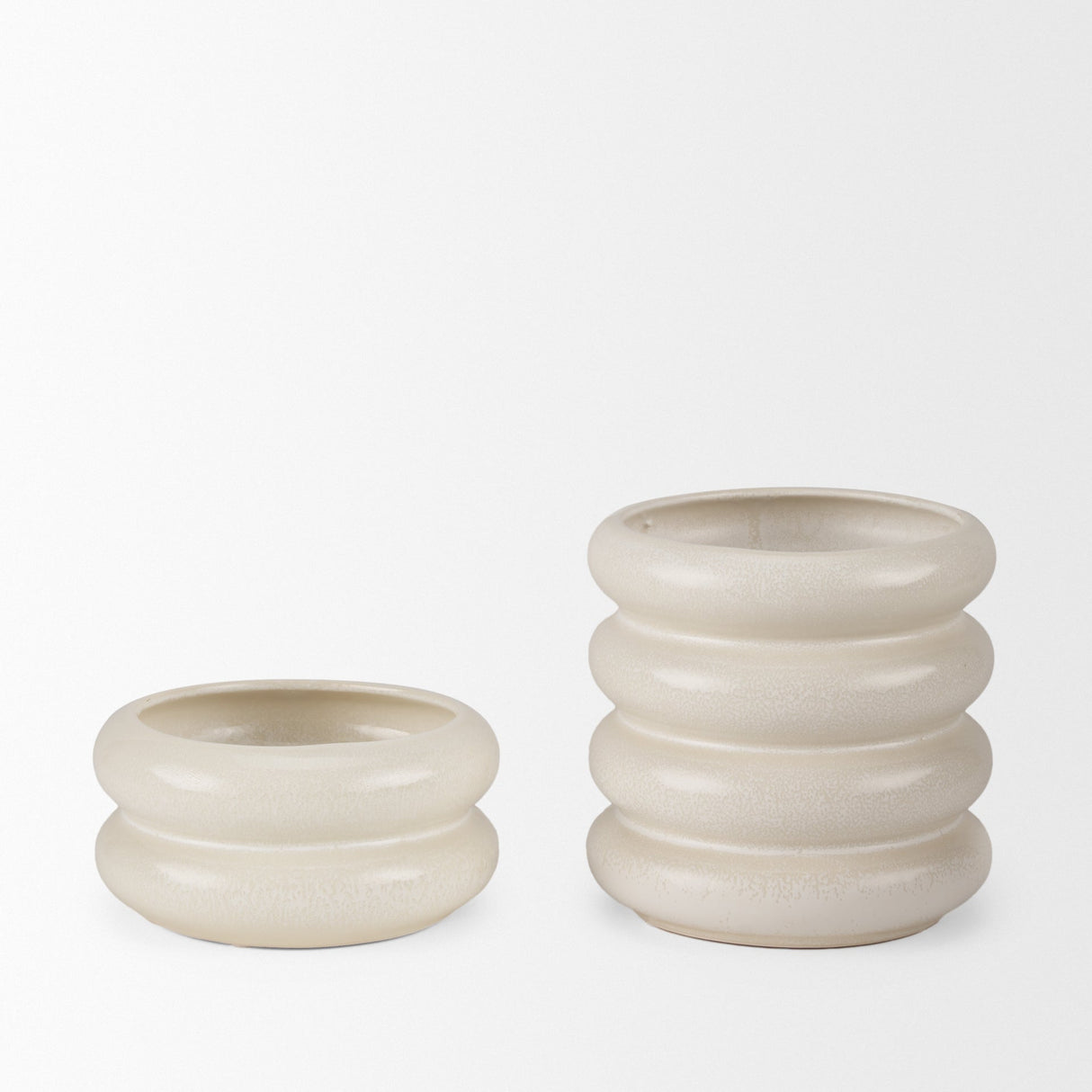 Twyla Tall Cream Glazed Ring Pot by Mercana at Eve Furniture