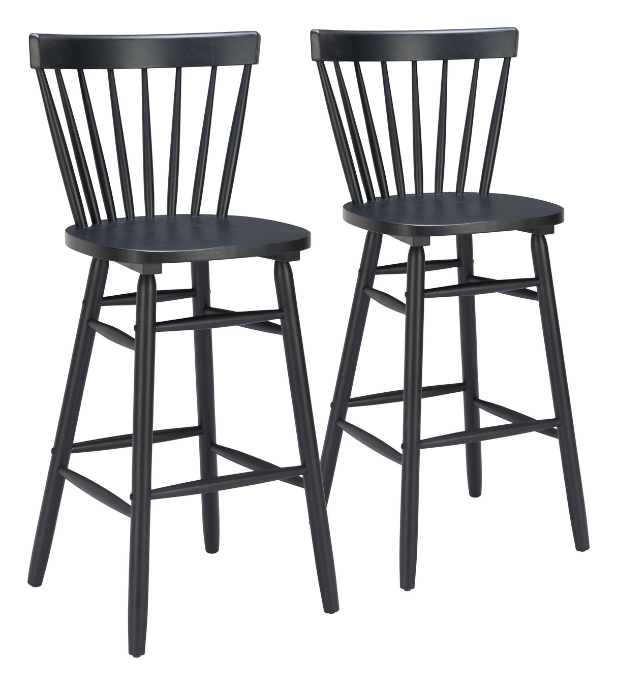 Tyce Black Barstool (Set of 2) by Zuomod at Eve Furniture
