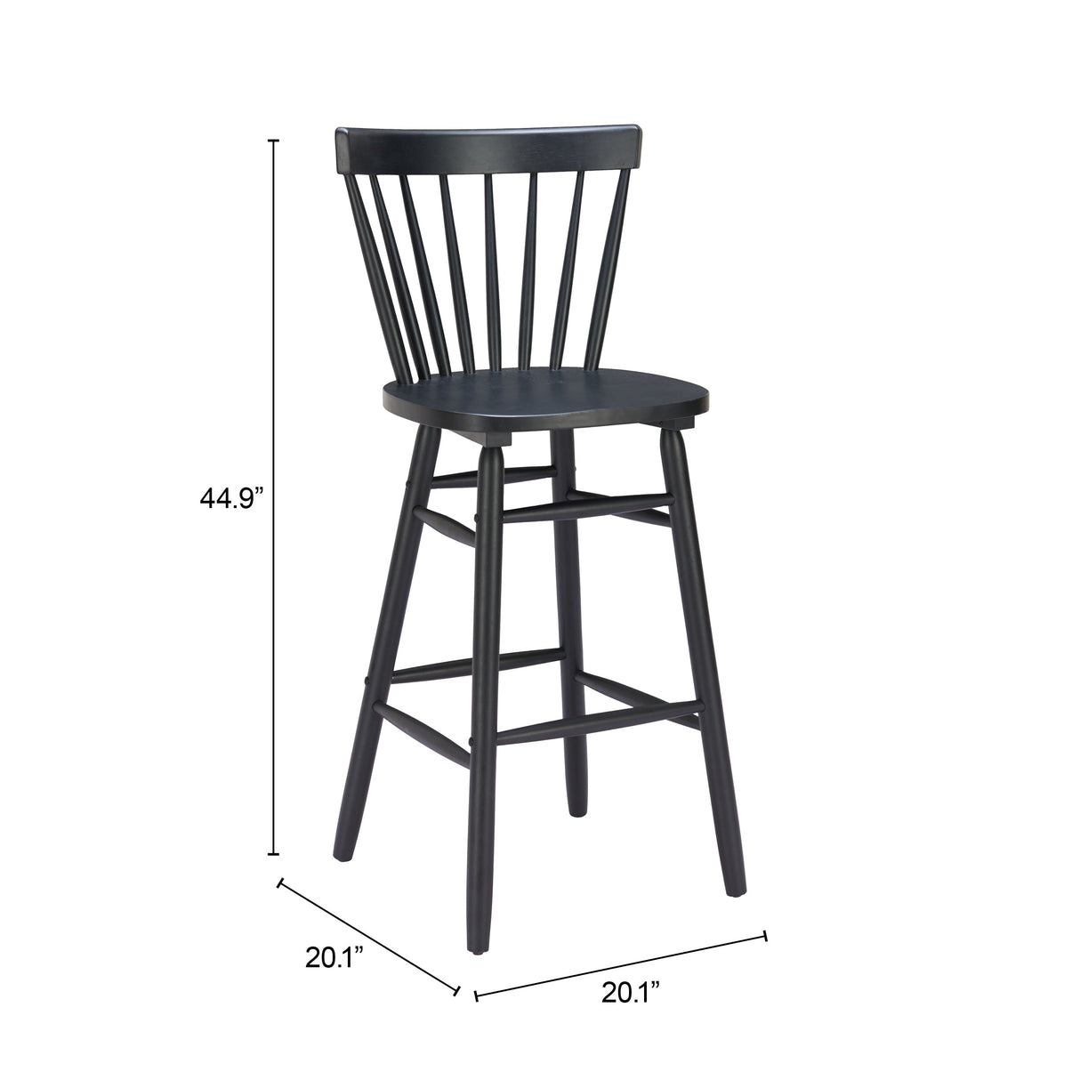 Tyce Black Barstool (Set of 2) by Zuomod at Eve Furniture