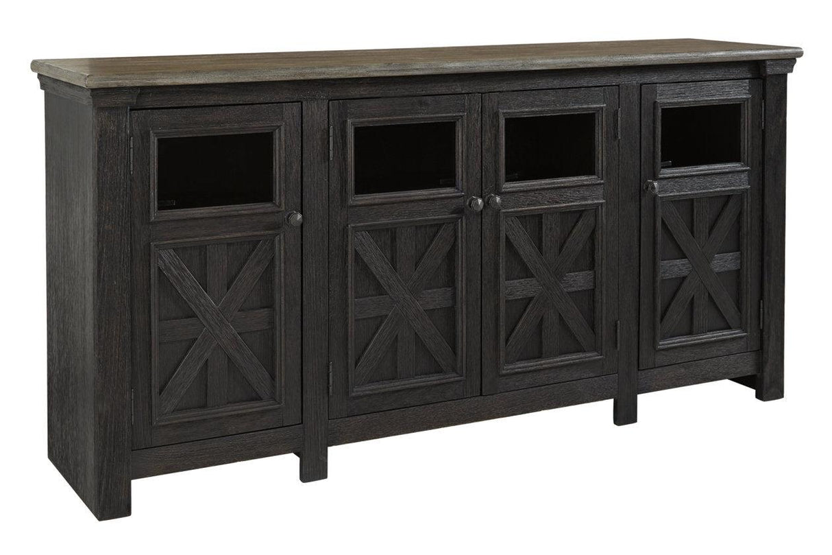 Tyler Creek Black/Gray 74" TV Stand by Ashley at Eve Furniture