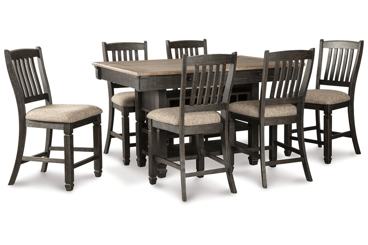 Tyler Creek Black/Gray Counter Height Dining Table and 6 Barstools by Ashley at Eve Furniture