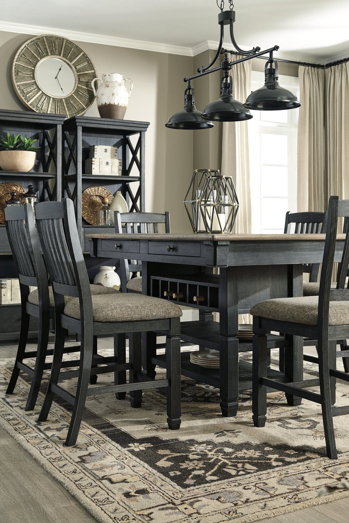 Tyler Creek Black/Gray Counter Height Dining Table with 4 Barstools by Ashley at Eve Furniture