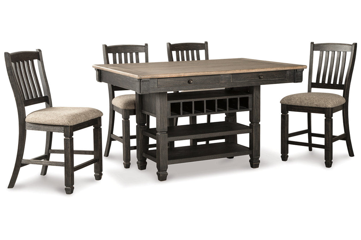 Tyler Creek Black/Gray Counter Height Dining Table with 4 Barstools by Ashley at Eve Furniture