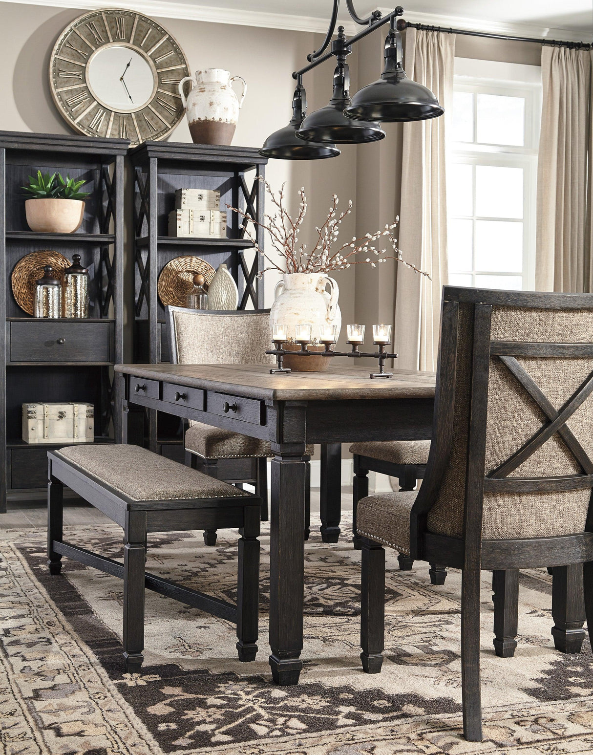 Tyler Creek Black/Grayish Brown Rectangular Dining Set by Ashley at Eve Furniture