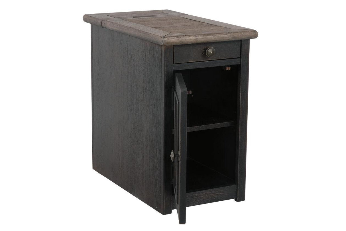 Tyler Creek Grayish Brown/Black Chairside End Table with USB Ports & Outlets by Ashley at Eve Furniture