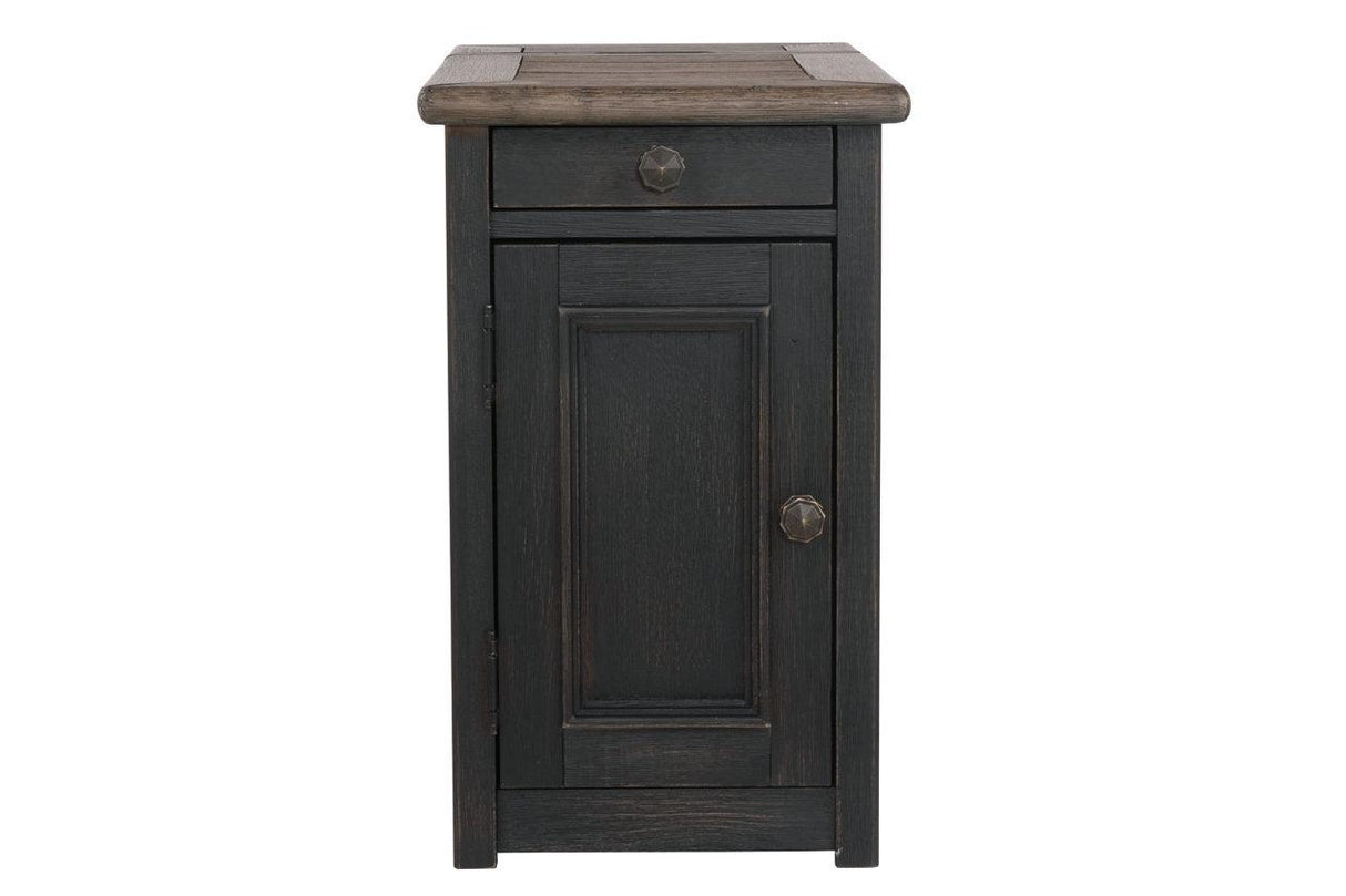 Tyler Creek Grayish Brown/Black Chairside End Table with USB Ports & Outlets by Ashley at Eve Furniture