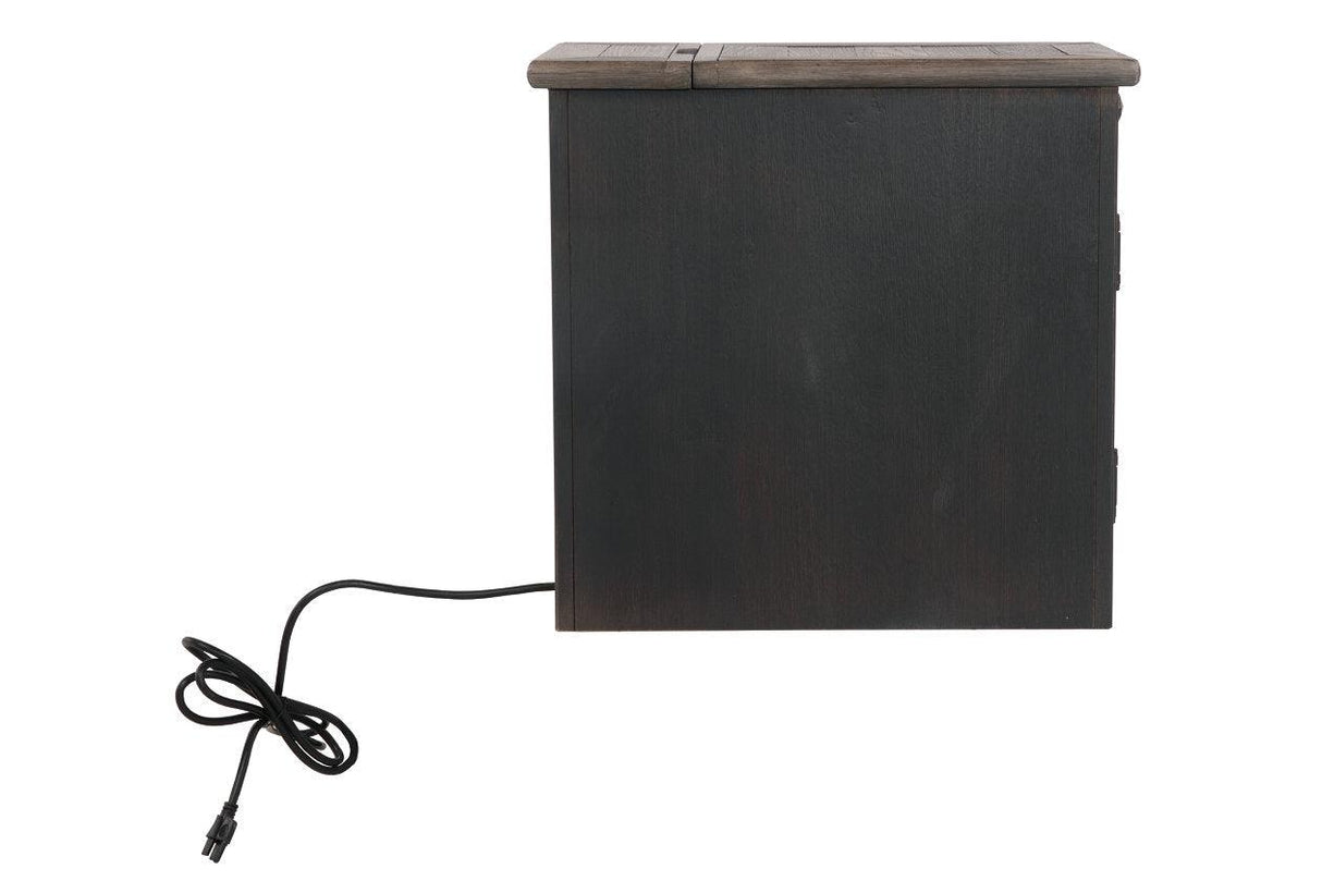 Tyler Creek Grayish Brown/Black Chairside End Table with USB Ports & Outlets by Ashley at Eve Furniture