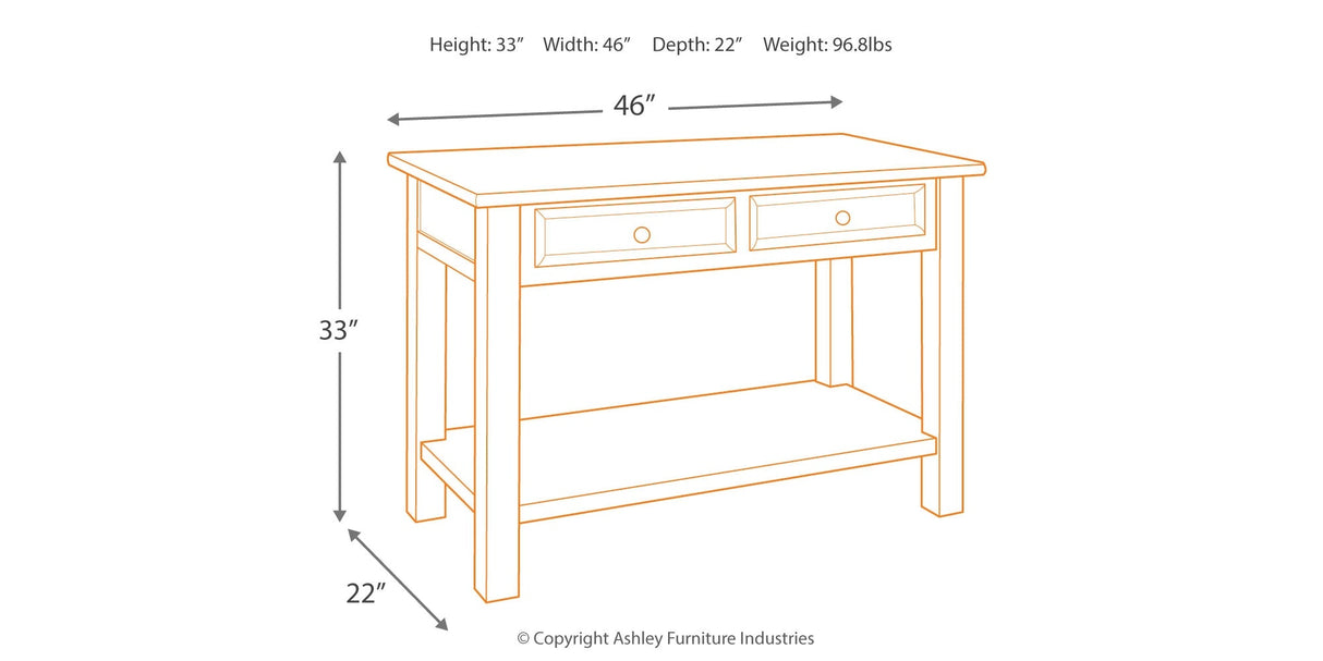 Tyler Creek Grayish Brown/Black Sofa/Console Table by ASHLEY FURNITURE at Eve Furniture
