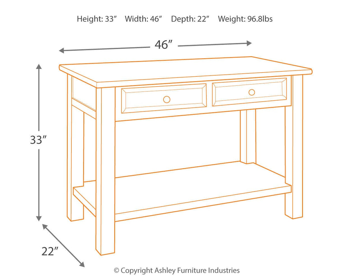 Tyler Creek Grayish Brown/Black Sofa/Console Table by ASHLEY FURNITURE at Eve Furniture