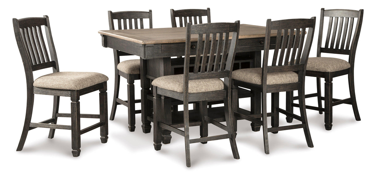 Tyler Creek Black and Gray Rectangular Counter Height Dining Room Set by Ashley at Eve Furniture