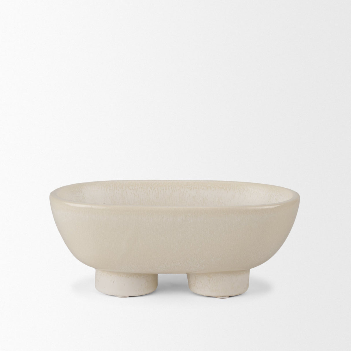 Tyren Cream Glazed Decorative Oblong Ceramic Bowl by Mercana at Eve Furniture