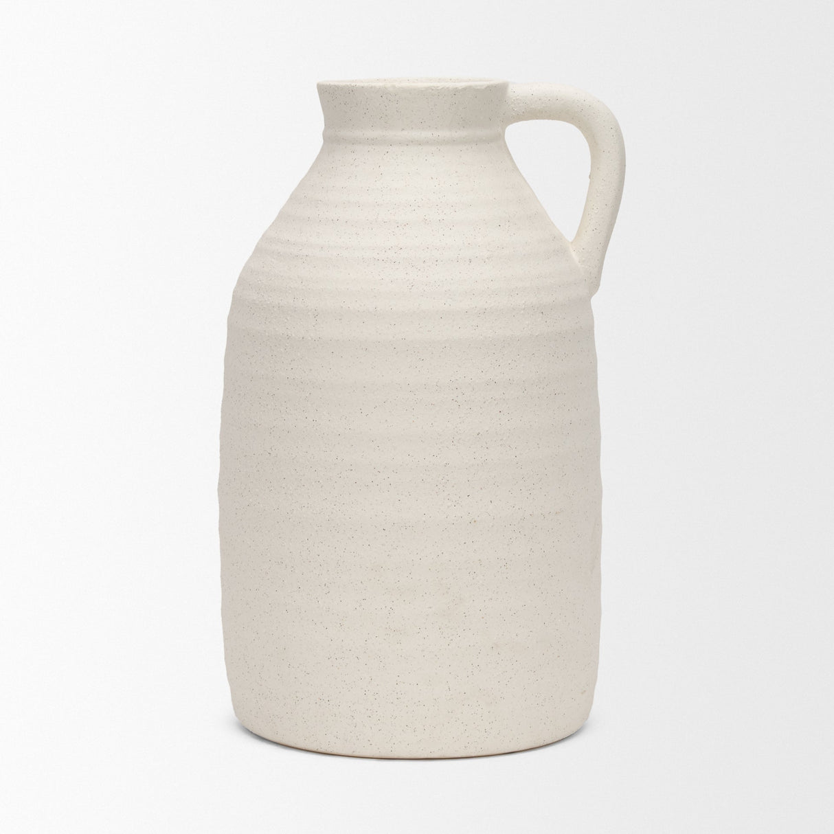 Tyrus Large Textured Matte White w/ Speckling Ceramic Vase by Mercana at Eve Furniture